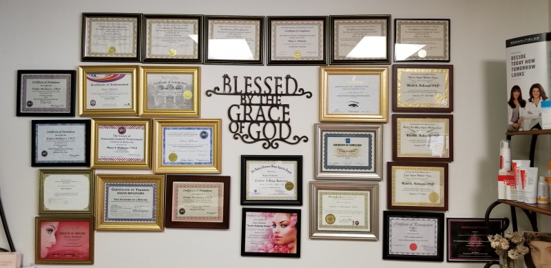 certificates on wall